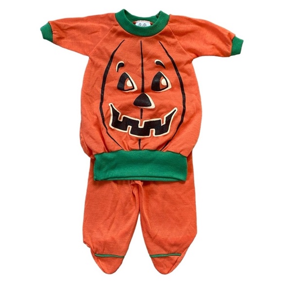 Vintage Baby Glow In The Dark Jack-o’-Lantern Halloween Set Size 0-3 months - Picture 1 of 6